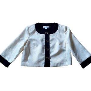 Danny & Nicole Vintage Crop Cream Black Big Buttons Jacket size 10P.
